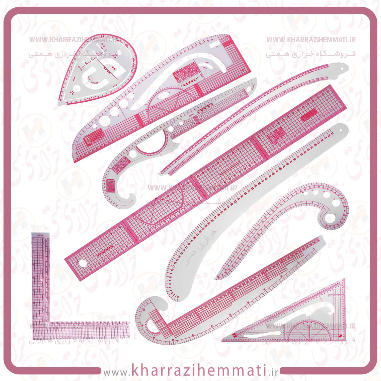 پک خط کش و گونیا ژله ای خیاطی 10 عددی
